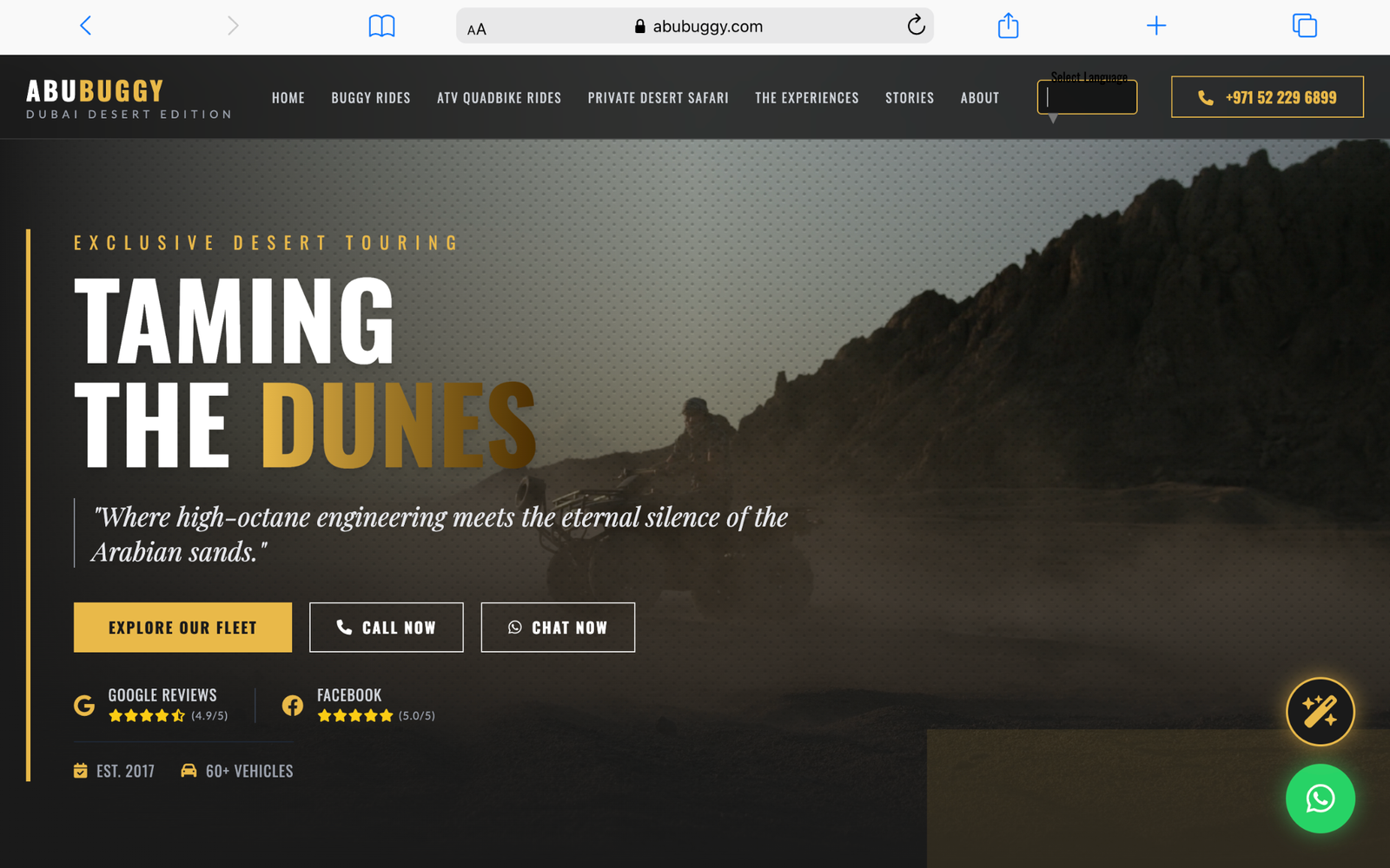 Adventure Buggy Rental Website Design for Abu Buggy in Dubai