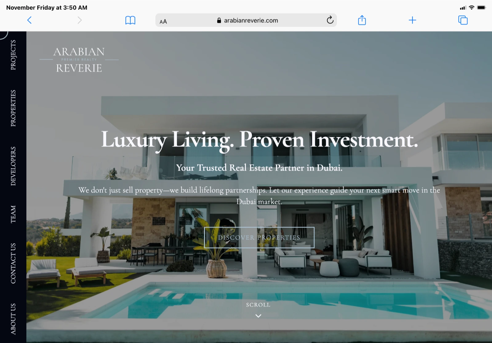 Luxury Real Estate Website Design for Arabian Reverie Dubai