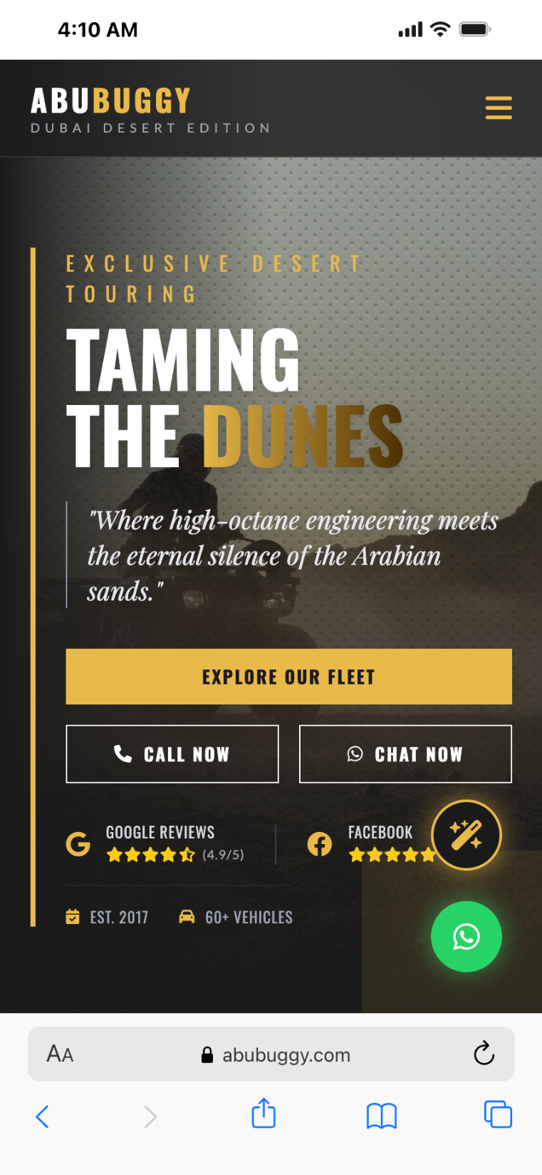 Adventure Buggy Rental Website Design for Abu Buggy in Dubai